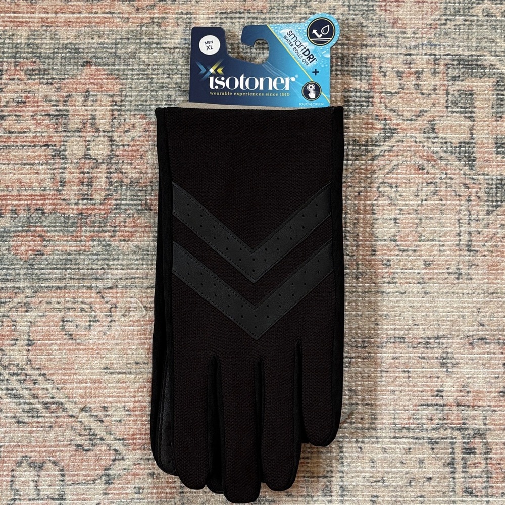isotoner Black Men’s Gloves Size XL